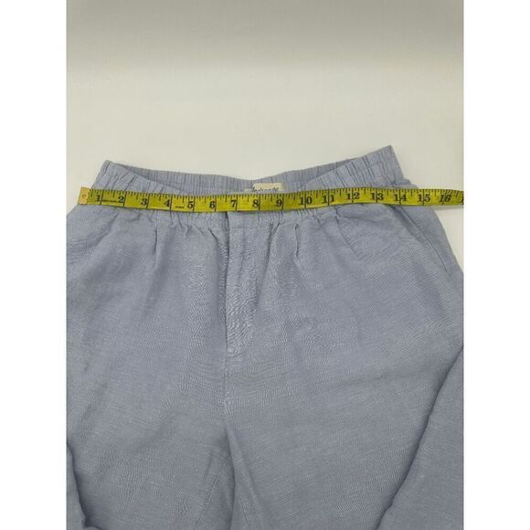 Madewell Linen Pants Sz S Elastic Waist W/ Zipper and Pockets Fair Trade Blue - Picture 5 of 11